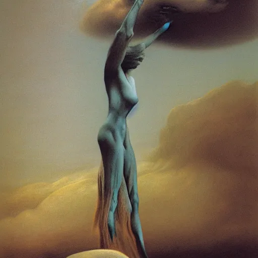 Image similar to Boreas by Zdzisław Beksiński, oil on canvas