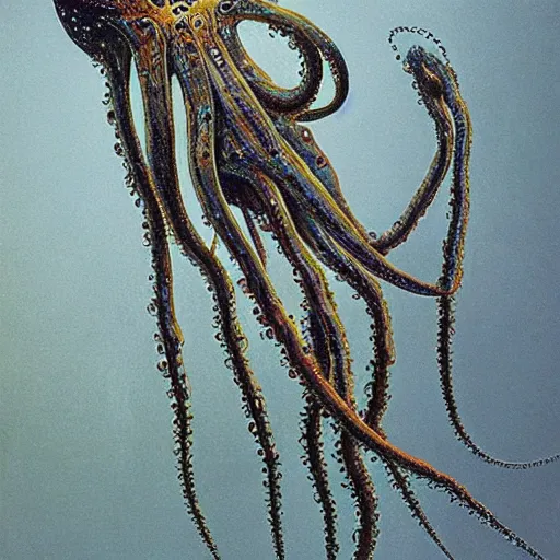 Image similar to Six-legged Squid by zdzisław beksiński