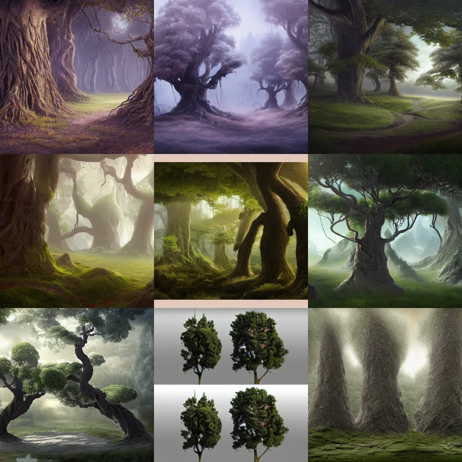 Prompt: matte painting of antrophomorphic trees having a conversation, fantasy, 8 k