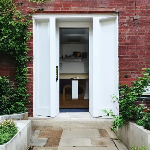 Prompt: A white door designed to be extremely uncomfortable