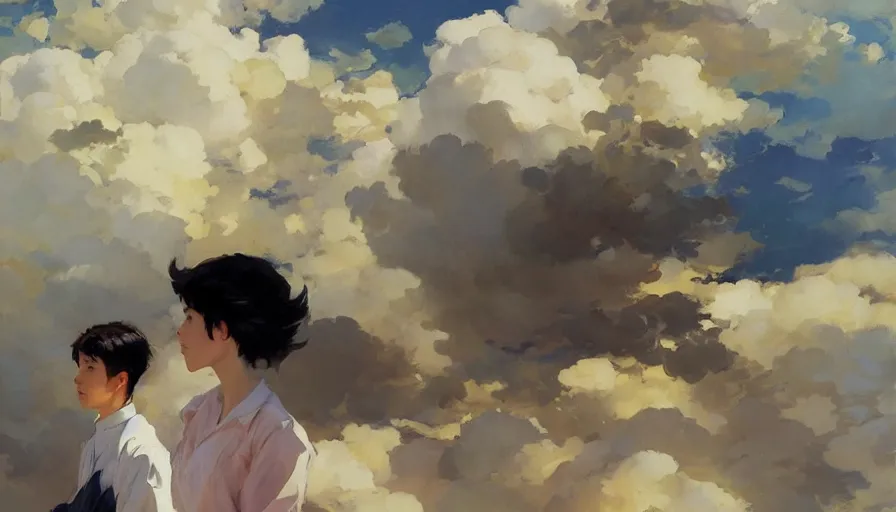 Prompt: cloud, hyperdetailed, artstation, cgsociety, by studio ghibli painting, by joaquin sorolla rhads leyendecker, by ohara koson and thomas, 8 k