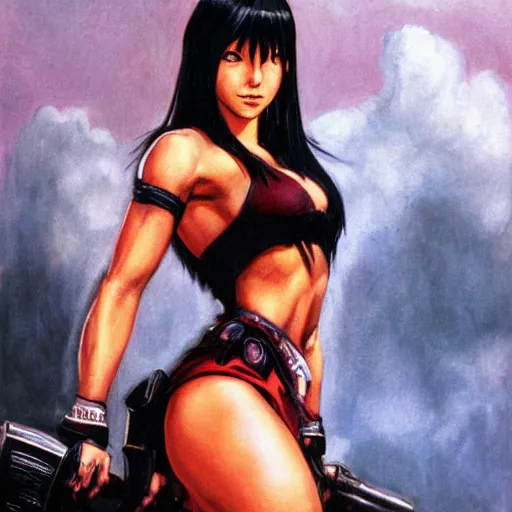 Image similar to tifa lockhart by frank franzetta