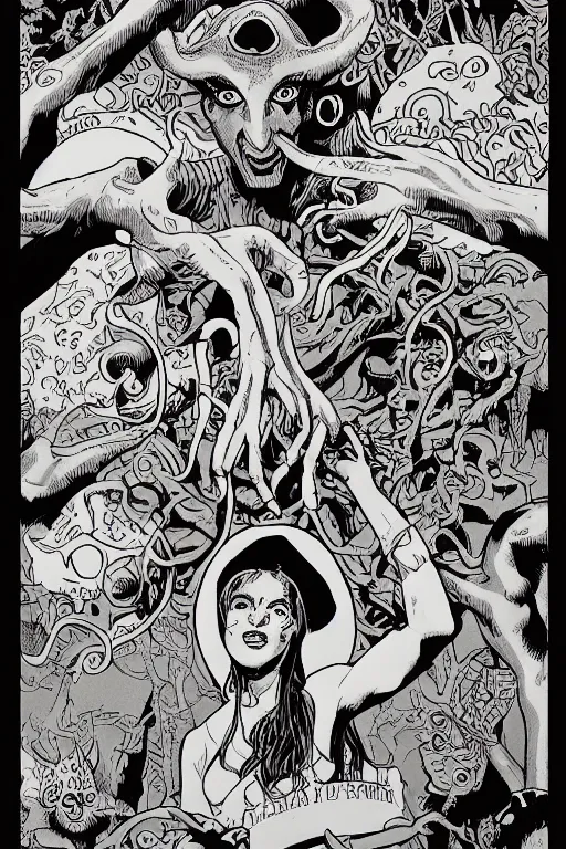 Image similar to pan's labyrinth comic cover, four - color process