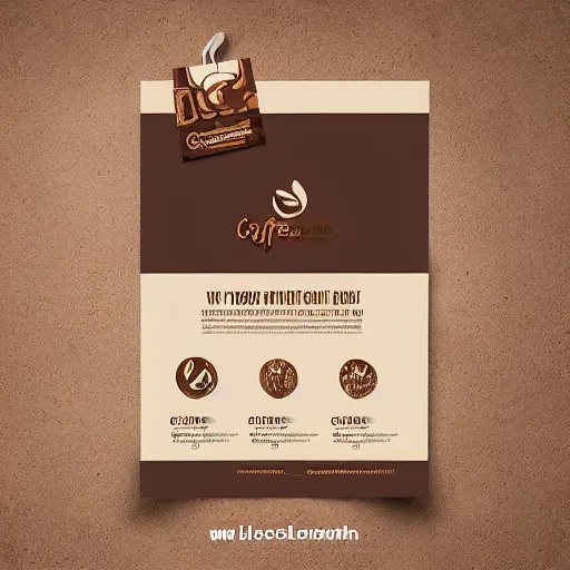 Image similar to square shaped flyer design for a coffee bean roasting company, layout design, dark brown and beige colour palette, template layout