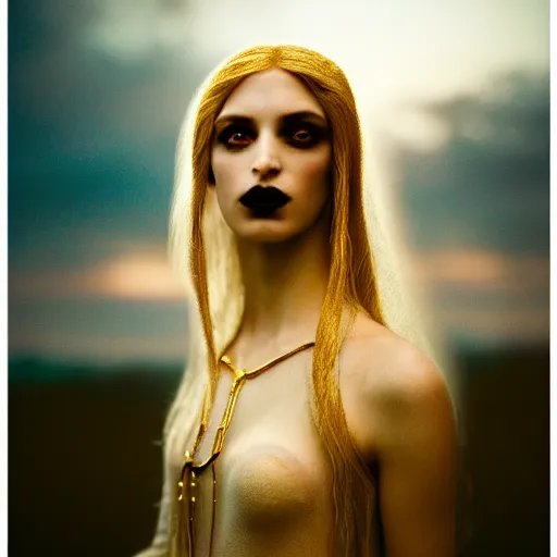 Image similar to photographic portrait of a stunningly beautiful gothic hermetic order of the golden dawn female in soft dreamy light at sunset, contemporary fashion shoot, by edward robert hughes, annie leibovitz and steve mccurry, david lazar, jimmy nelsson, breathtaking, 8 k resolution, extremely detailed, beautiful, establishing shot, artistic, hyperrealistic, beautiful face, octane render