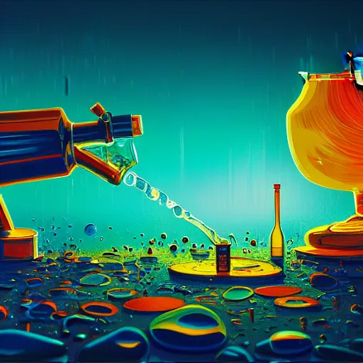 Image similar to alcohol under the microscope, Bright colors, hyperrealism, no blur, 4k resolution, ultra detailed, style of Anton Fadeev, Ivan Shishkin, John Berkey