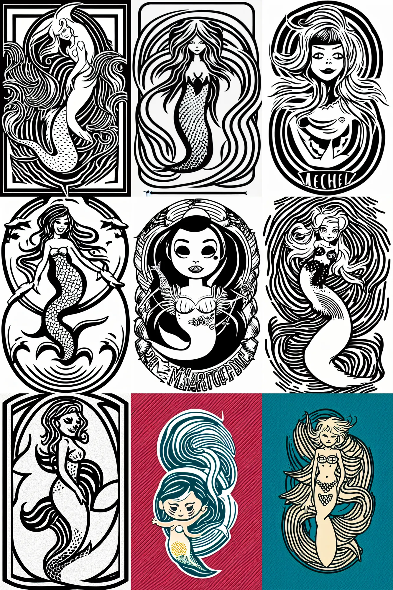 Prompt: vector patch logo of mermaid, mcbess