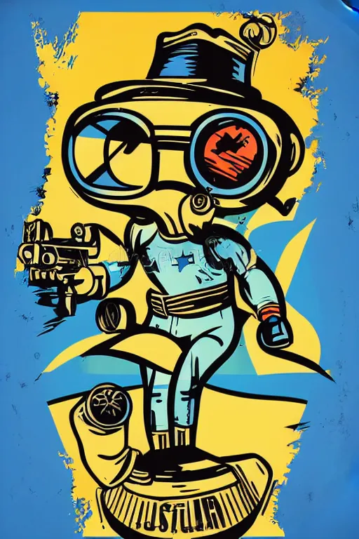 Image similar to fallout 7 6 retro futurist illustration art by butcher billy, sticker, colorful, illustration, highly detailed, simple, smooth and clean vector curves, no jagged lines, vector art, smooth andy warhol style