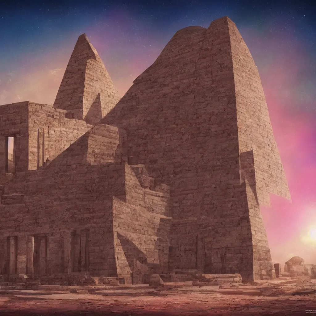 Image similar to ancient egyptian structure, epic retrowave art, trending on art station