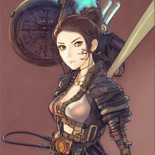 Prompt: steampunk warrior girl, highly detailed, colored pencil, studio ghibli, ilya kuvshinov krenz cushart mucha