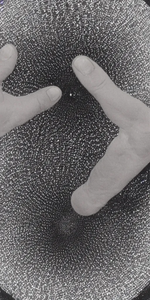 Prompt: peter de jong attractors morphing into a human hand, vhs footage