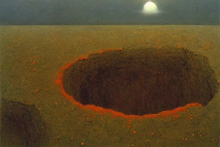 Prompt: hole in the ground by beksinski