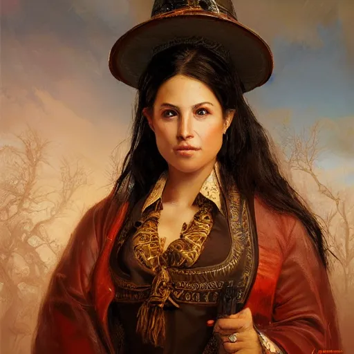 Image similar to portrait of a argentinian woman ( 3 5 ) from argentinia in 2 0 2 1, an oil painting by ross tran and thomas kincade