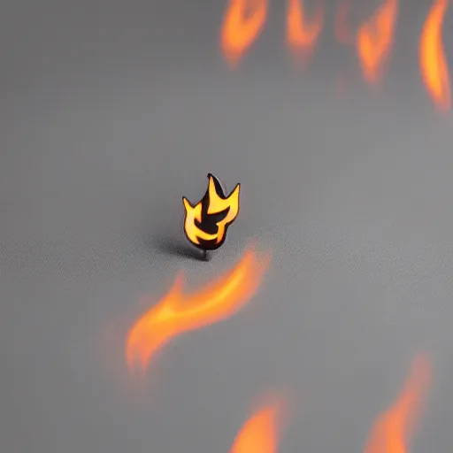 Image similar to a photo of a retro minimalistic plain fire flames enamel pin, studio lighting, behance