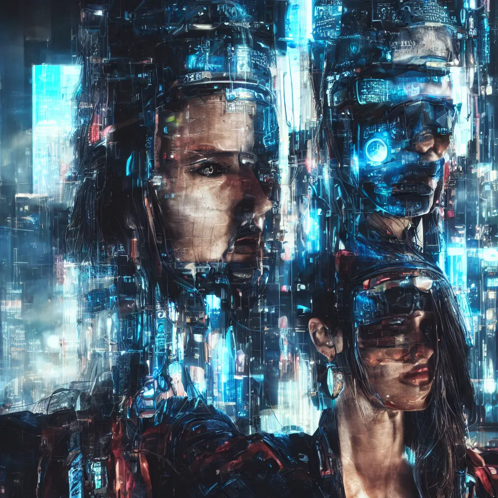 Image similar to sky - fi portrait of a cyberpunk, 8 k, 4 k, ultra detail, ultra realistic