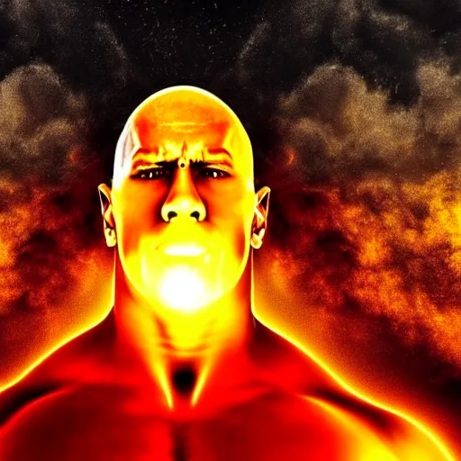 Image similar to nuclear bomb explosion that looks like the face of dwayne johnson, national geographic photo, 8 k, ultra detailed