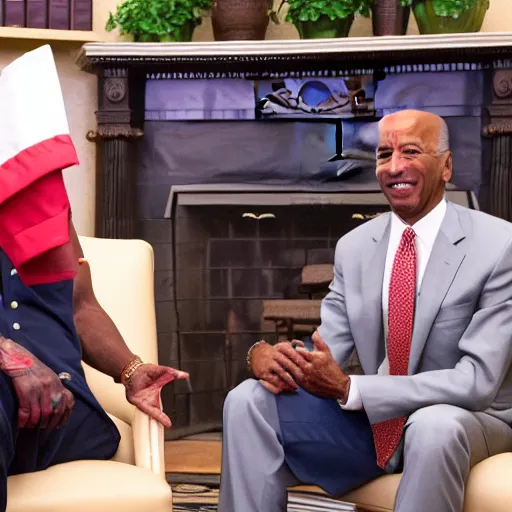 Prompt: tupac shakur visits joe biden at the oval office, photorealistic, ultra hd, 4 k, award winning, patriotic