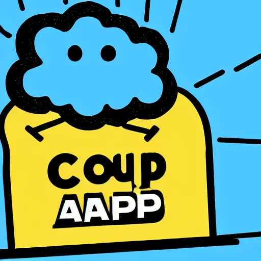 Prompt: happy cloud app logo, digital art, award winning