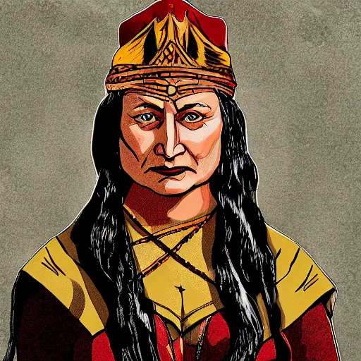 Prompt: An illustrated portrait of Sitting Bull as Wonder Woman