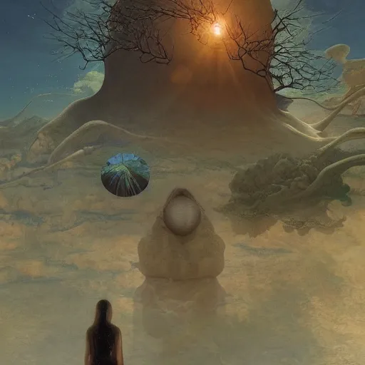 Image similar to David Friedrich, Esao Andrews, scifi landscape, hyperrealistic surrealism, award winning masterpiece with incredible details, epic stunning, infinity pool, a surreal vaporwave liminal space, highly detailed, trending on ArtStation, artgerm and greg rutkowski and alphonse mucha, daily deviation, IAMAG, broken giant marble head statue ruins, golden hour