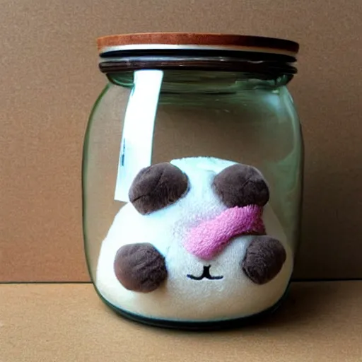 Image similar to cute fumo plush trapped inside a jar