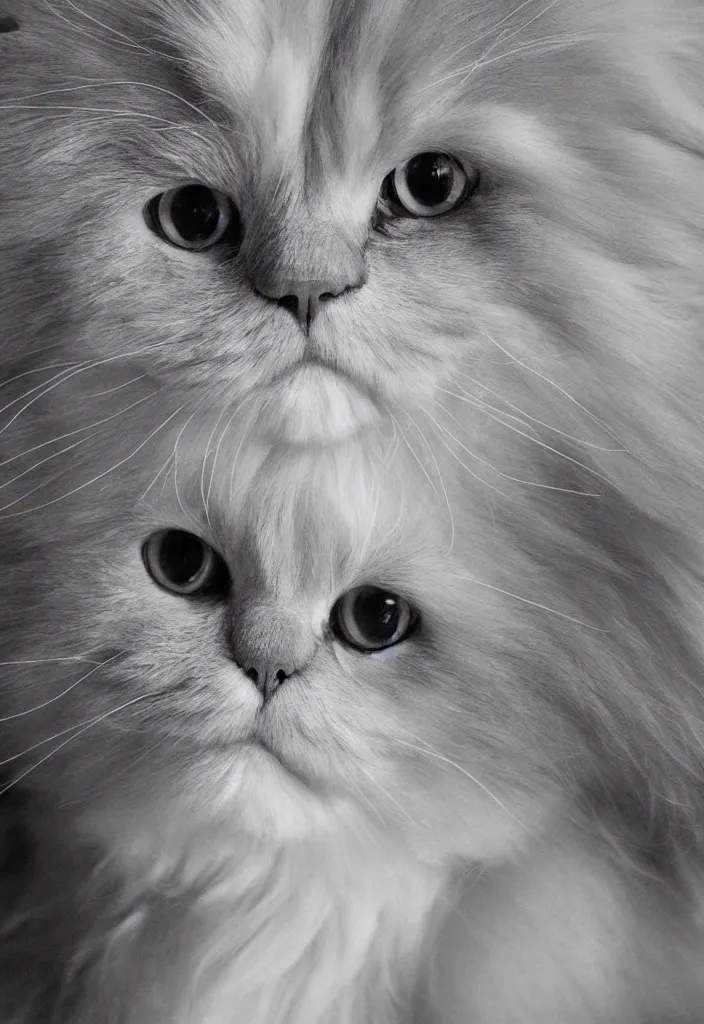 Image similar to longhair floof fluffy coiffed groom elegant gorgeously cfa champion cute pretty scottish fold cat, radiant sigma 3 5 mm f / 8 detailed painting, grisaille dark monochrome with neon fluorescent color airbrush spraypaint accents, by jules julien, wes anderson, lisa frank, octane render 4 k