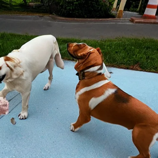 Prompt: dogs eating ice cream