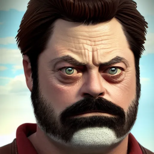 Prompt: nick offerman as omniman, photorealistic still, detailed, 8 k, artstation quality