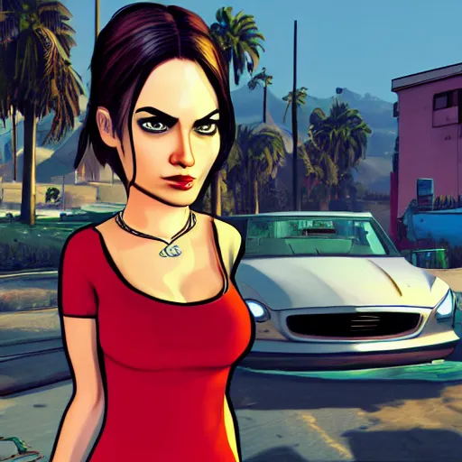 Image similar to cartoon gta 5, cartoon gta V style, gorgeous, girl