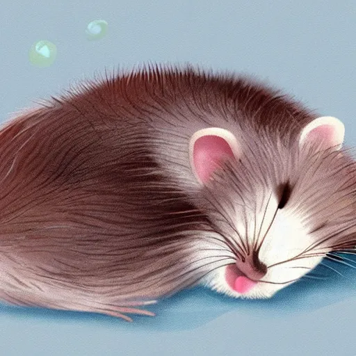 Image similar to a cute animated ferret sleeping