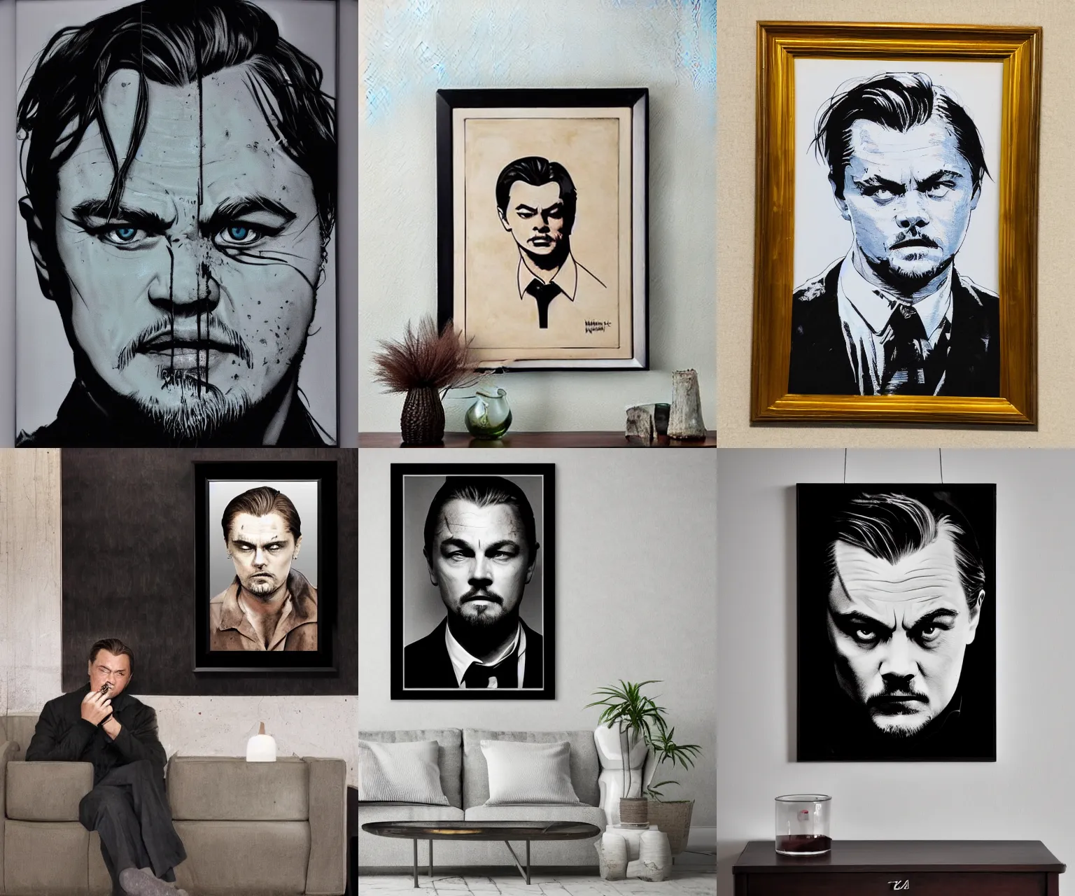 Image similar to framed portrait of zombie Leonardo dicaprio