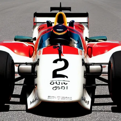 Image similar to promotional photo of a porsche formula 1 car