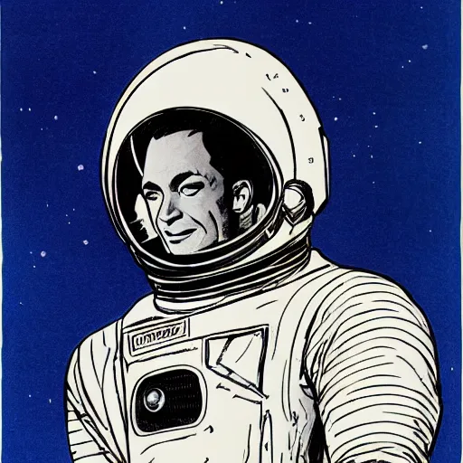 Prompt: astronaut suit concept art, full body, realistic, by wally wood and moebius