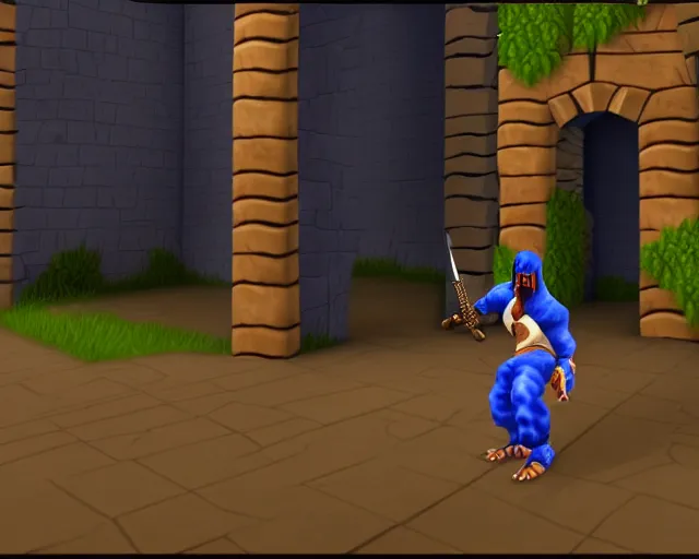 Image similar to screenshot of a crips gang member in the two dimensional web browser game swords and sandals ( 2 0 0 5 ), whiskeybarrel studios, higly detailed, 4 k, high quality