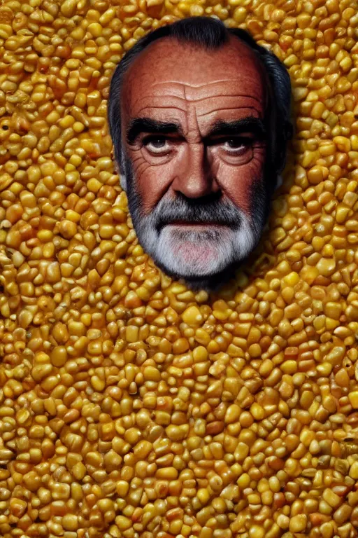 Image similar to 📷 sean connery is corn, made of food, head portrait, dynamic lighting, 4 k