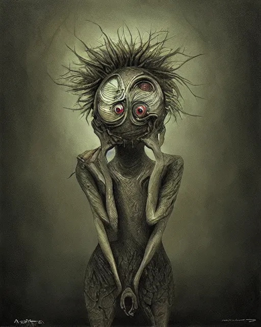 Prompt: a surreal painting of a strange creature by anton semenov