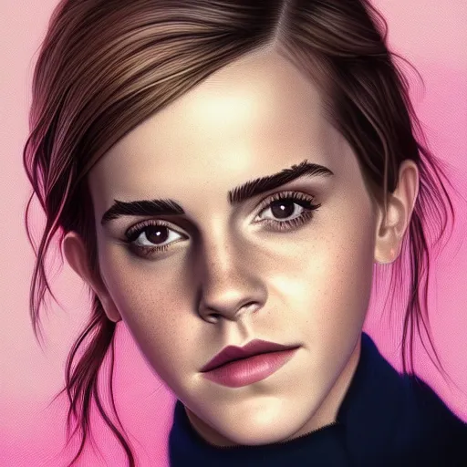 Image similar to a portrait Emma Watson, backlit, strong rim light, highly detailed, digital painting, HDRI, by Casey Weldon, vivid colors, high contrast, intricate