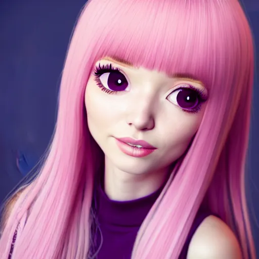 Image similar to A portrait of Nikki from Shining Nikki and Love, a cute 3d cgi toon young woman with long light pink hair, full bangs, hazel eyes, full face, light makeup, pale skin, Chinese heritage, cute outfit, medium shot, mid-shot, hyperdetailed, 8k, trending on artstation, as a Pixar character