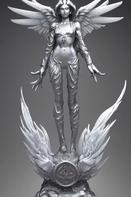 Image similar to archangel lissandra marble and silver statue, by tsuyoshi nagano, illustration, cinematic lighting, hyperdetailed, 8 k, symmetrical, frostbite 3 engine, cryengine, dof, trending on artstation, digital art, crepuscular ray