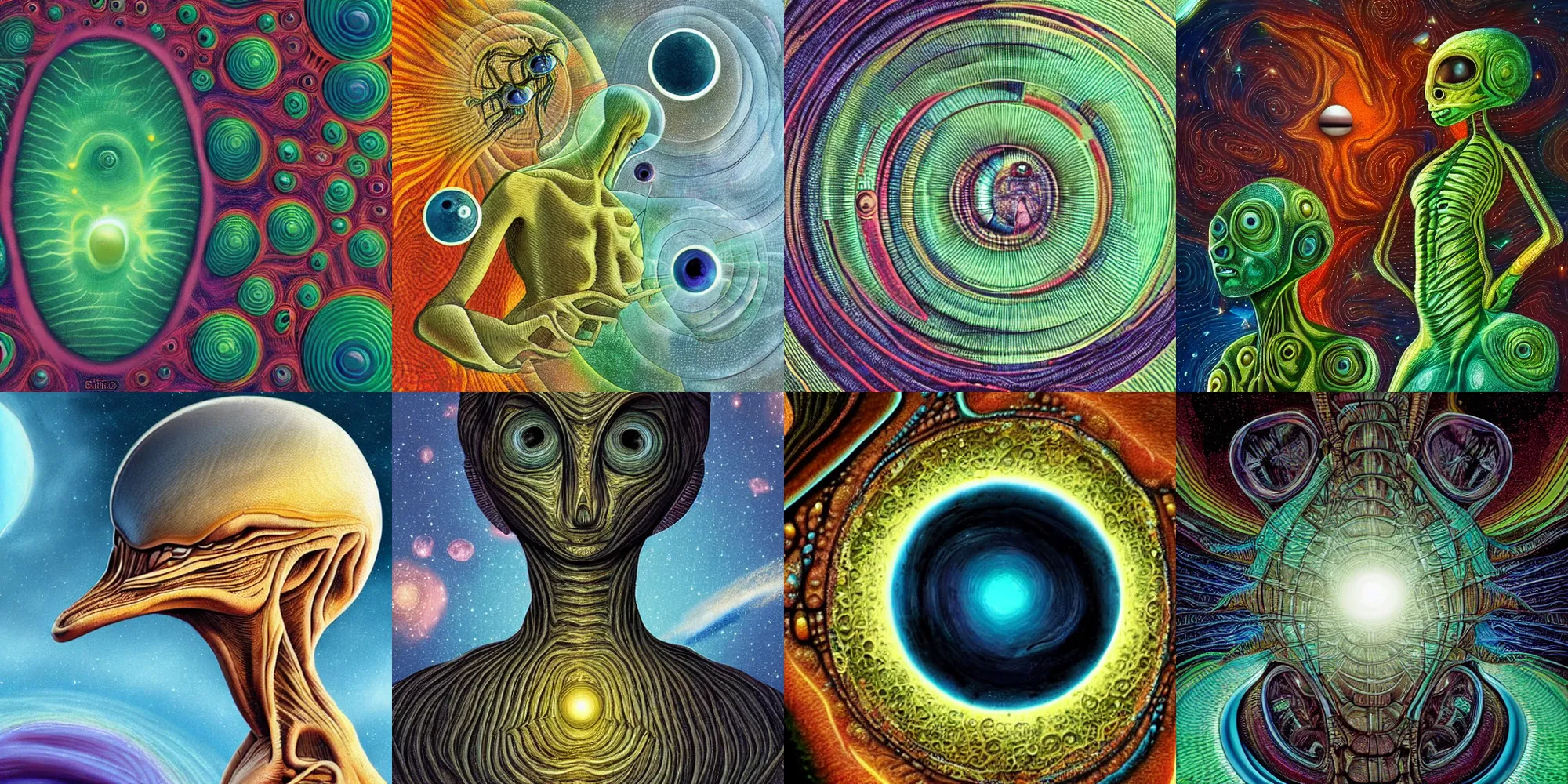 Prompt: artistic depiction of alien life forms throughout the universe, highly detailed and hypnotic