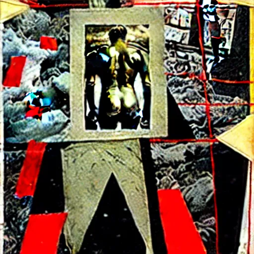 Image similar to a paper collage of armageddon, a god of death stands in the middle, kurt schwitters, richard hamilton, joe webb, chambliss giobbi, lynn skordal, derek gores, barbara kruger, jacques villegle.