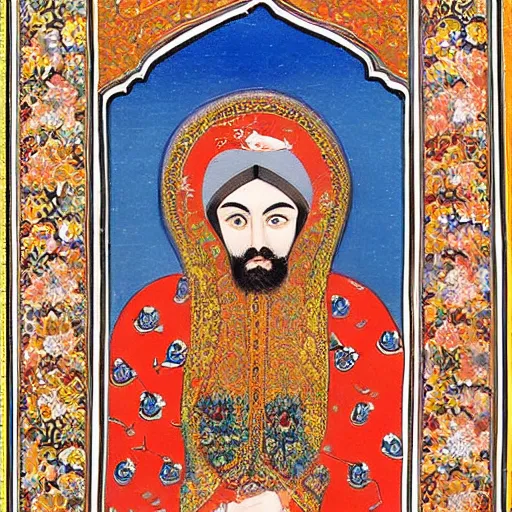 Prompt: a persian miniature painting by aqa mirak