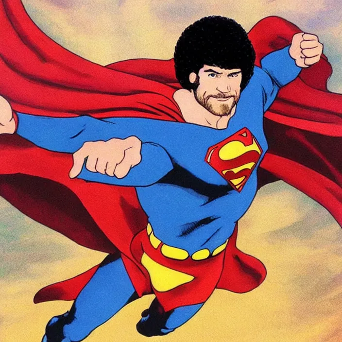 Prompt: bob ross as superman