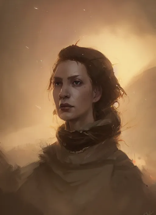 Prompt: portrait of queen commander in outpost tent, in the style of charles sillem lidderdale, in the style of greg rutkowski, artstation, high quality art