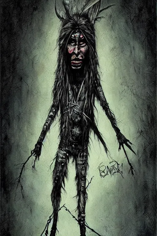 Image similar to mad native american skinwalker artwork by ben templesmith