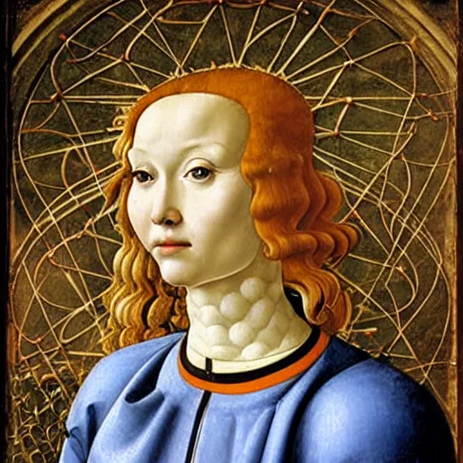 Image similar to beautiful renaissance painting portrait of a gouda cheese wheel by sandro botticelli, jan van eyck, tiziano vecelli, piero della francesca