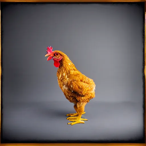 Image similar to chicken dressed as an inmate, real photography, police statiom