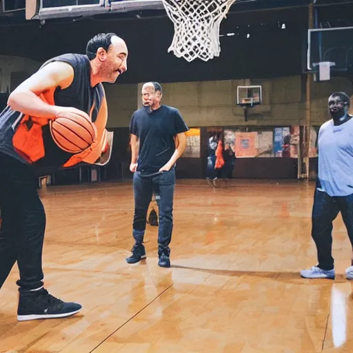 Prompt: dave matthews playing basketball in harlem