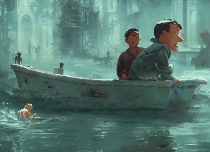 Prompt: poster for an animation film called the drowning at noon, 8 k, hd, art by craig mullins