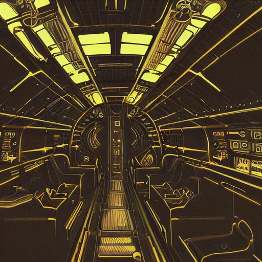 Image similar to intricate mechanical interior of a 1 9 7 0 s spaceship, victorian goth, retro, trending on art station, 4 k wallpaper